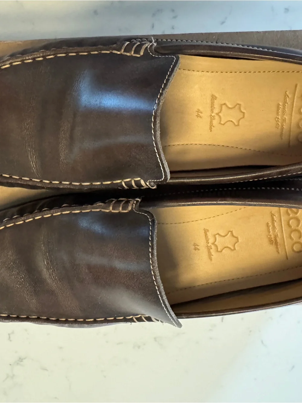 Ecco Men’s Dark Brown Leather Slip-On Loafers size 44
